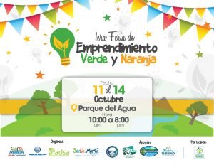 TARJETA FERIA DE EMPRENDIMIENTO VERDE Y NARANJA