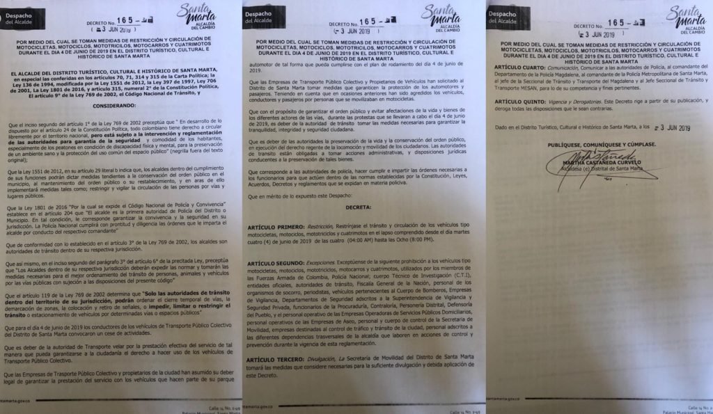 Este martes, 04 de junio, será día sin moto y no habrá paro de buses