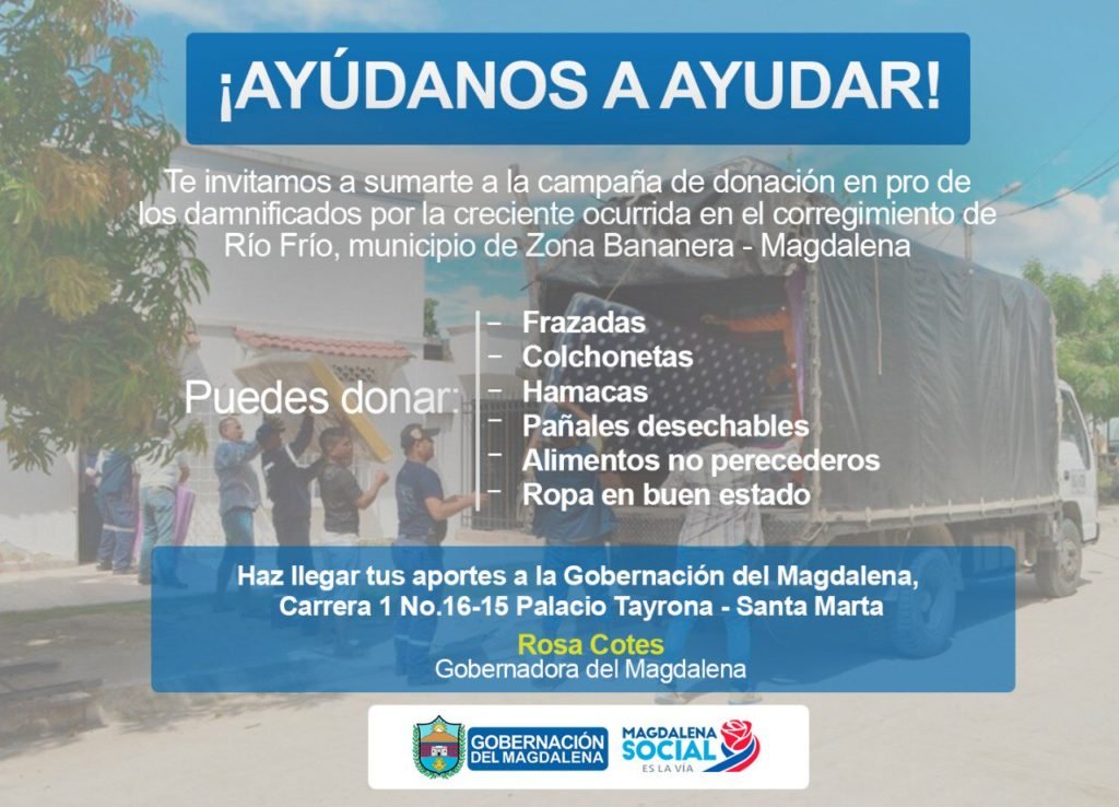 Gobernación lidera recolección de ayudas para damnificados de la Zona Bananera