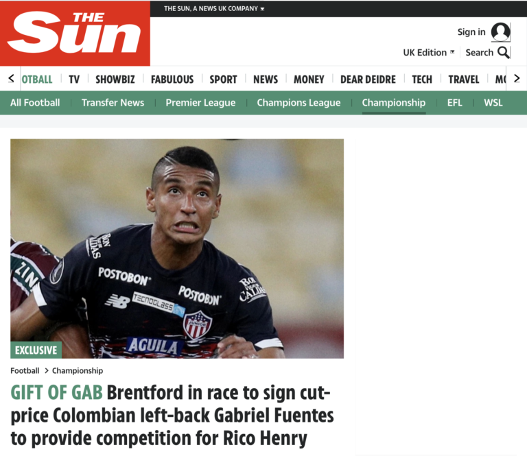 Liga Premier de Inglaterra coquetea al futbolista samario Gabriel Fuentes