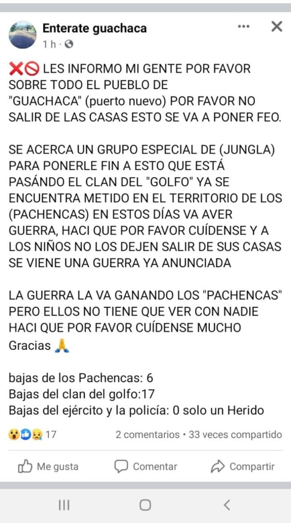 CUENTA DE FACEBOOK DE GUACHACA