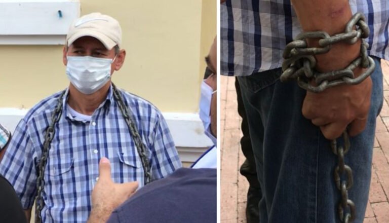 A busetero le tocó encadenarse en la alcaldía de Santa Marta, ¿por qué?