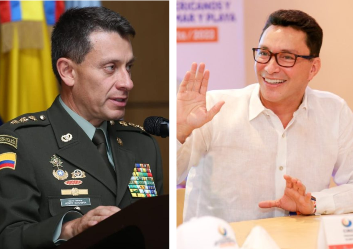 Director de la Policia General Henrry Sanabria y gobernador Carlos Caicedo