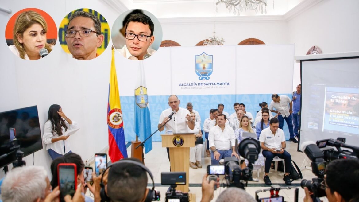 Carlos Pinedo Cuello, denuncias El alcalde Carlos Pinedo Cuello denunció a sus antecesores Virna Johnson Salcedo, Rafael Alejandro Martínez y Carlos Caicedo Omar.