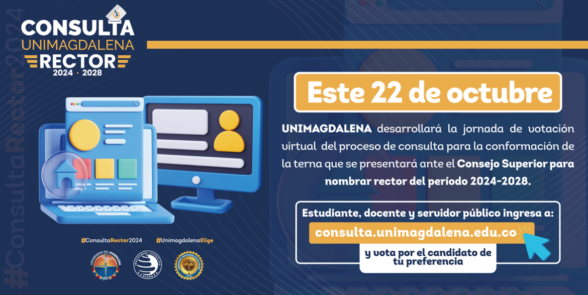 Consulta Rectoral Con un sistema de votación virtual, en la consulta rectoral se conformará la terna que será presentada ante el Consejo Superior para nombrar al rector del próximo cuatrienio.